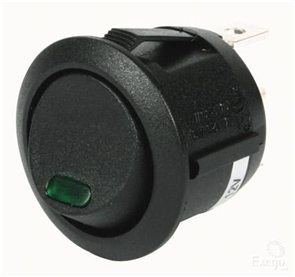 Rocker Switch On/Off SPST 12V Green Illuminated (Contacts Rated 10A @