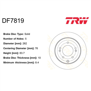 Disc Brake Rotor 262mm x 8.1 Min