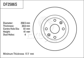 Disc Brake Rotor 259mm x 17.7 Min