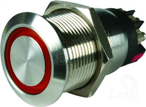 Push Button Switch On/Off SPST 12V Red Illuminated (Contacts Rated 5A