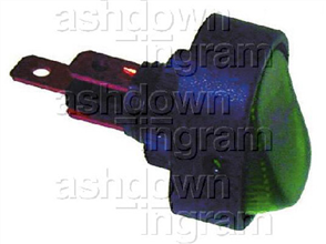 Rocker Switch On/Off SPST 12V Green Illuminated (Contacts Rated 30A @