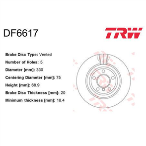 Disc Brake Rotor 330mm x 18.4 Min