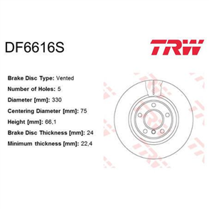 Disc Brake Rotor 330mm x 22.4 Min