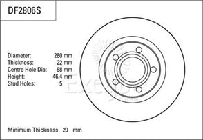 Disc Brake Rotor 280mm x 20 Min