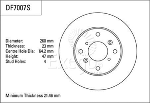 Disc Brake Rotor 260mm x 21.5 Min