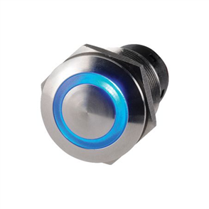 Push Button Switch Off/On SPST Blue LED (contacts Rated 10A @ 14V)