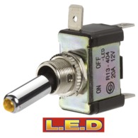 Toggle Switch Off/On SPST Amber LED (Contacts Rated 20A @ 12V)