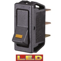 Rocker Switch Off/On SPST Amber LED (Contacts Rated 20A @ 12V)