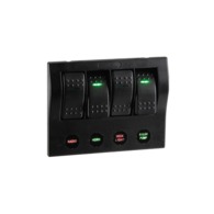 4 Way Rocker Switch Panel Off/On SPST Green LED With Circuit Breaker P