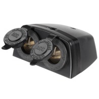 Heavy Duty Twin Surface Mount Accessory Sockets - Black