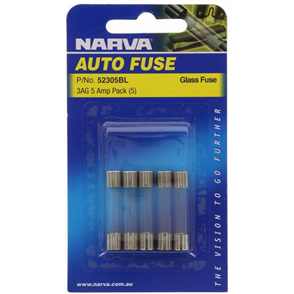Glass Fuse 3AG 5A 5Pk