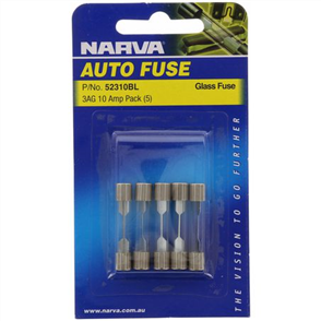 Glass Fuse 3AG 10A 5 Pce