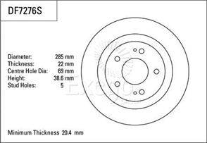 Disc Brake Rotor 285mm x 20.4 min