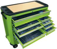 TOOLKIT 360 PCE MET/SAE GREEN ROLL CAB
