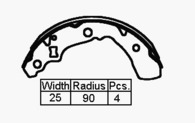 BRAKE SHOE REAR DAIHATSU CHARADE G102  87-  180 x 25mm