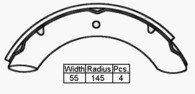 RDA Brake Shoe 290mm x 57.5mm