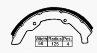 BRAKE SHOE FRONT VW KOMBI  250 X 56MM