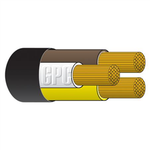 3mm 3 Core Cable Brown/White/Yellow with Black Sheath 30M