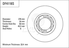 Disc Brake Rotor 276mm x 22.4 min