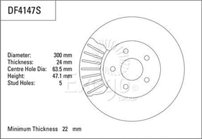 Disc Brake Rotor 300mm x 22 Min