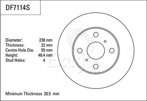 Disc Brake Rotor 238mm x 20.5 Min