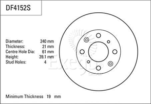 Disc Brake Rotor 240mm x 19 Min