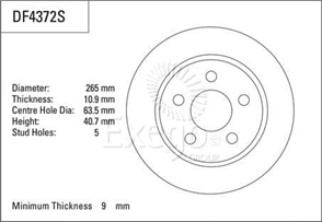 Disc Brake Rotor 265mm x 9 Min