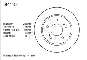 Disc Brake Rotor 258mm x 9 min
