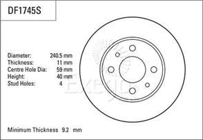 Disc Brake Rotor 240.2mm x 9.2 min