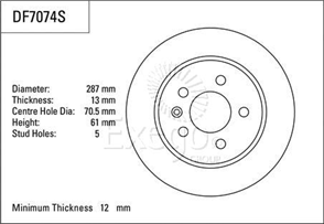 Disc Brake Rotor 287mm x 12 Min