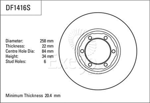 Disc Brake Rotor 258mm x 20.4 min