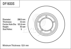 Disc Brake Rotor Solid 298mm x 13 min