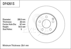 Disc Brake Rotor 295.5mm x 25.4 Min