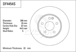 Disc Brake Rotor 288mm x 22 Min
