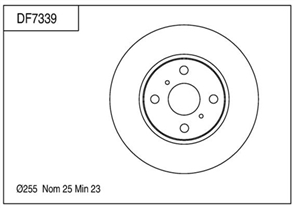 Disc Brake Rotor 255mm x 23 Min