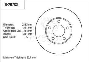 Disc Brake Rotor 282mm x 22.4 Min