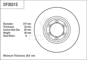 Disc Brake Rotor 277mm x 20.4 Min