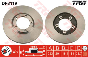 Disc Brake Rotor 253mm x 18.4 min