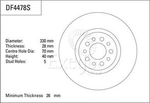Disc Brake Rotor 330mm x 26 Min