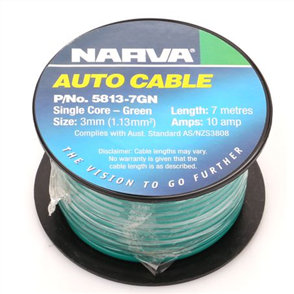 3mm Single Core Automotive Cable Green 7M