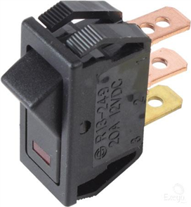 Rocker Switch Off/On SPST Red LED (Contacts Rated 20A @ 12V)