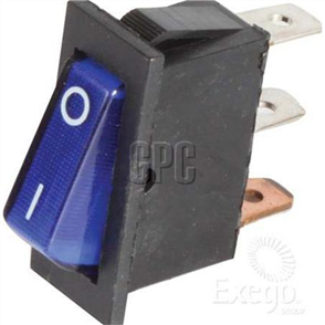 Rocker Switch Off/On SPST Blue Illuminated (Contacts Rated 20A @ 12V)