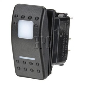 Sealed Rocker Switch Off/Momentary On SPST 12/24V Blue LED (Contacts R