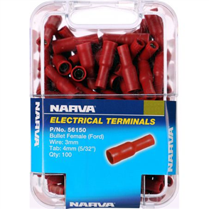 Crimp Terminal Female Bullet Red Terminal Entry 4mm Vinyl 100 Pce