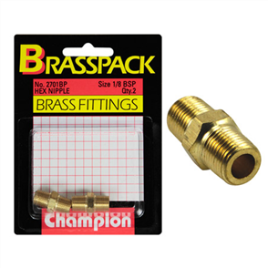 BRASSPK 1/8 B.S.P.HEX NIPPLE