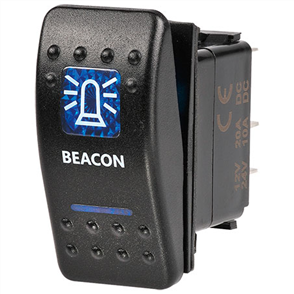 Sealed Rocker Switch Off/On SPDT 12V Blue Illuminated Beacon Symbol