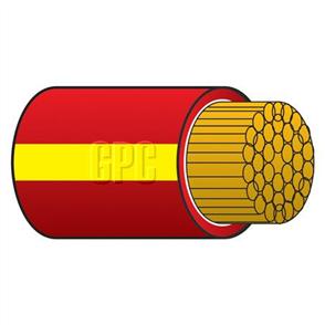 2mm Single Core Automotive Cable Red With Yellow Trace 50M
