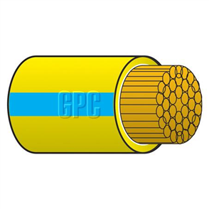 2mm Single Core Automotive Cable Yellow With Blue Trace 50M