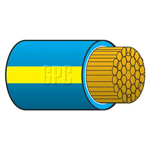 2mm Single Core Automotive Cable Blue With Yellow Trace 50M