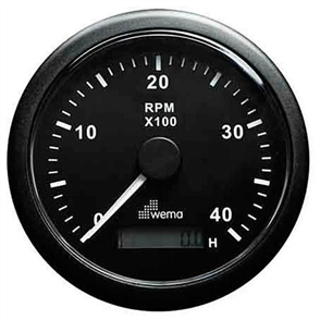 Wema Tachometer 4K 12/24V 85mm Black With Hours